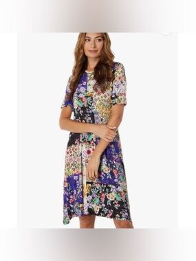 Johnny Was SKY FLOWER SWING DRESS  Size Large